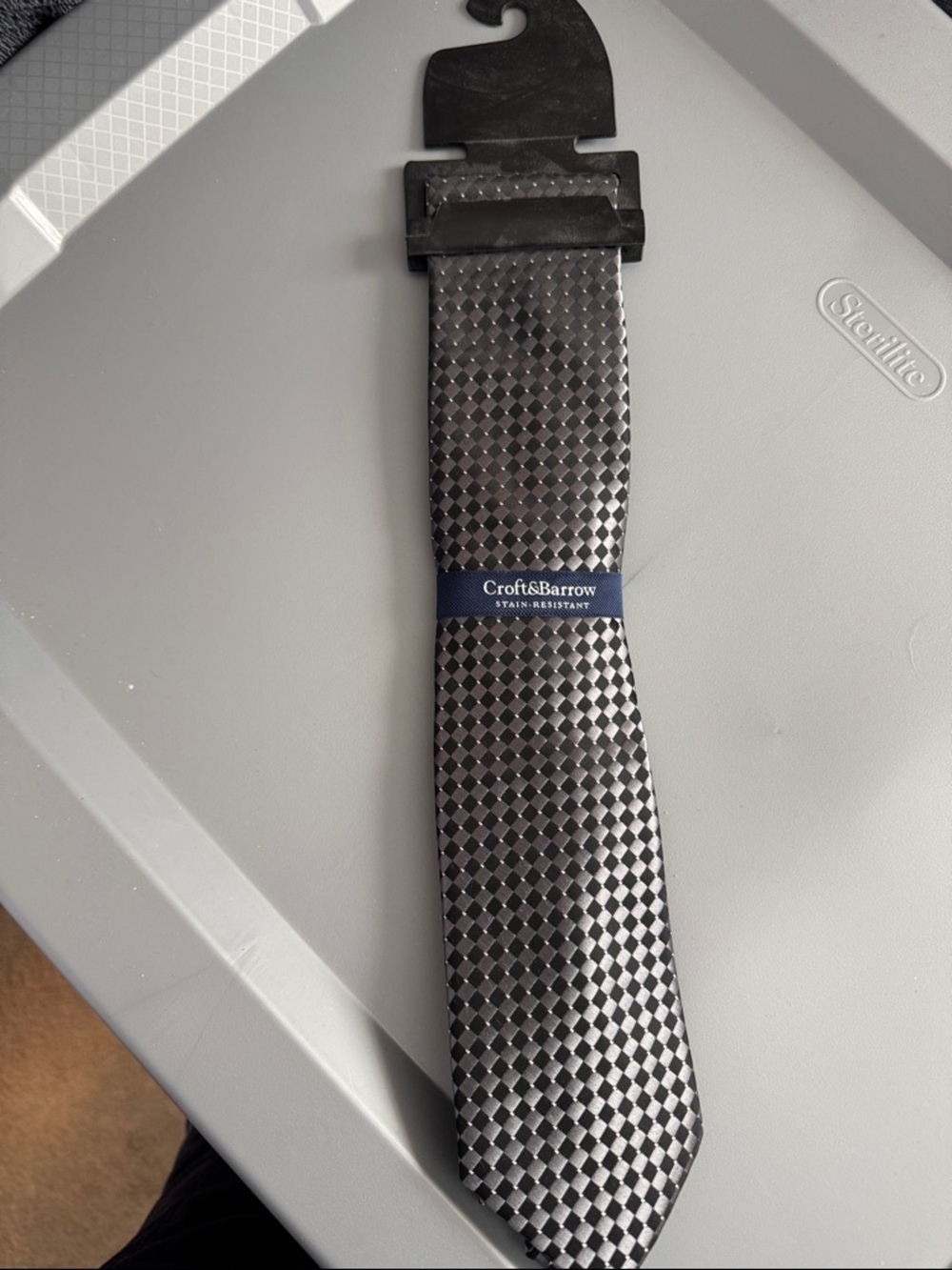 croft & barrow Black and Silver Checkered Tie